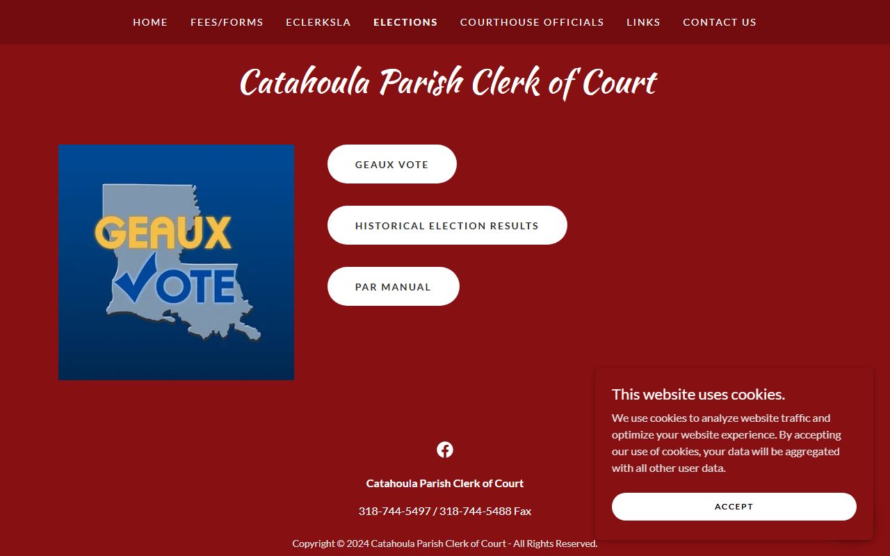 Catahoula Parish Clerk of Court elections page