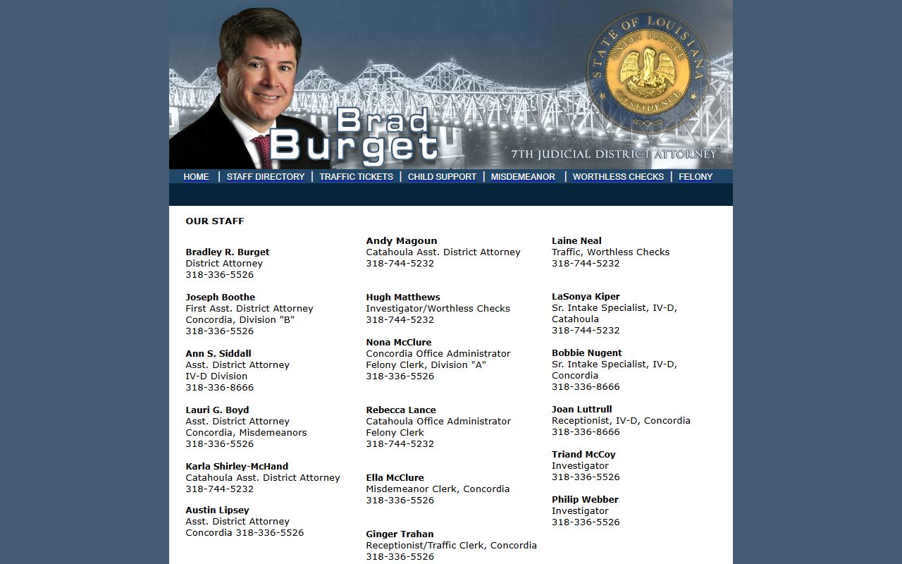 Catahoula Parish arrest records and court charges DA staff directory