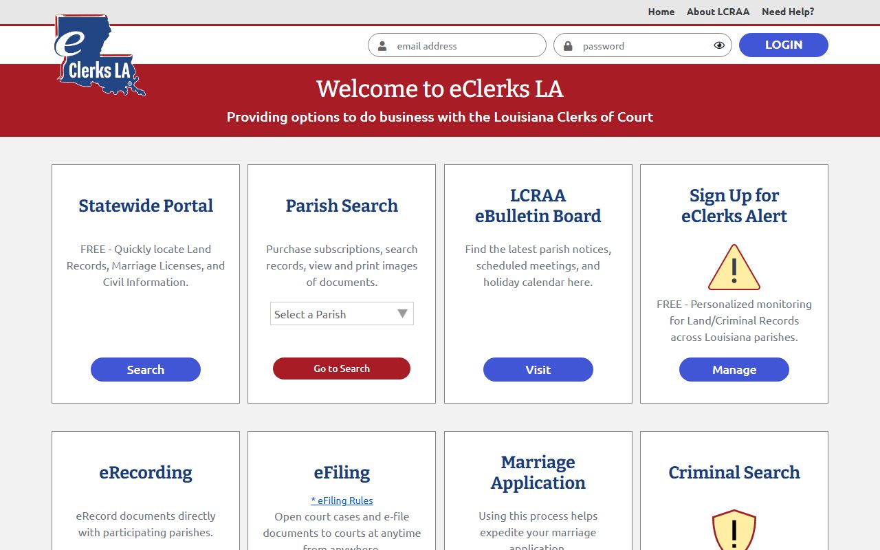 Catahoula Parish court records eClerksLA portal