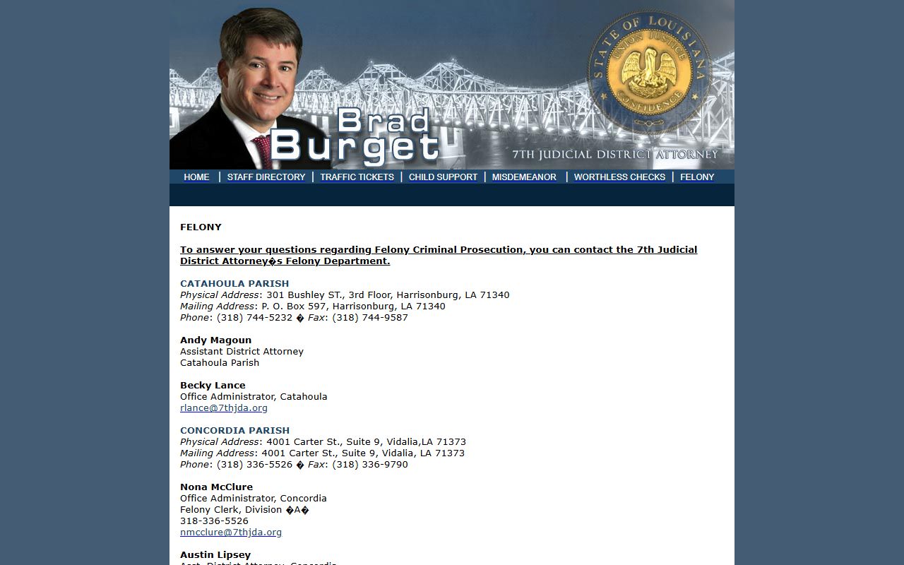 Catahoula Parish criminal court records felony prosecution page