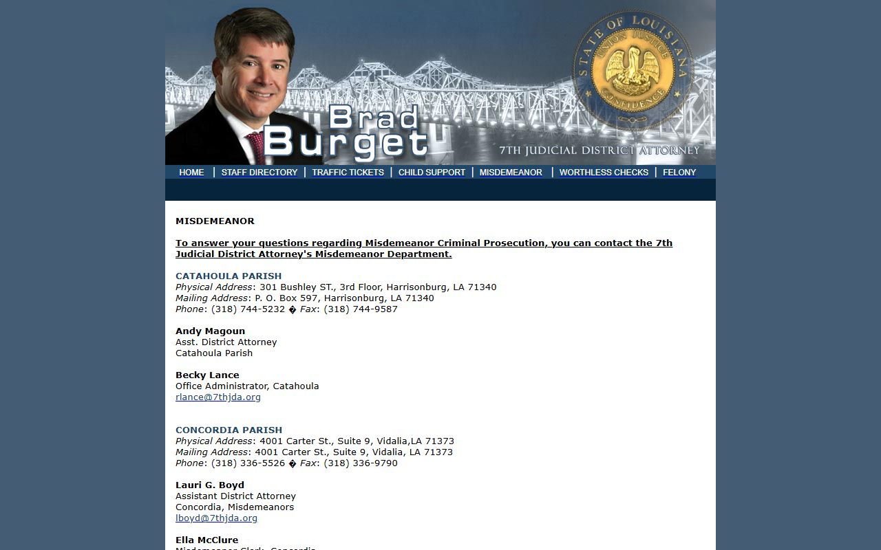 Catahoula Parish criminal court records misdemeanor prosecution page