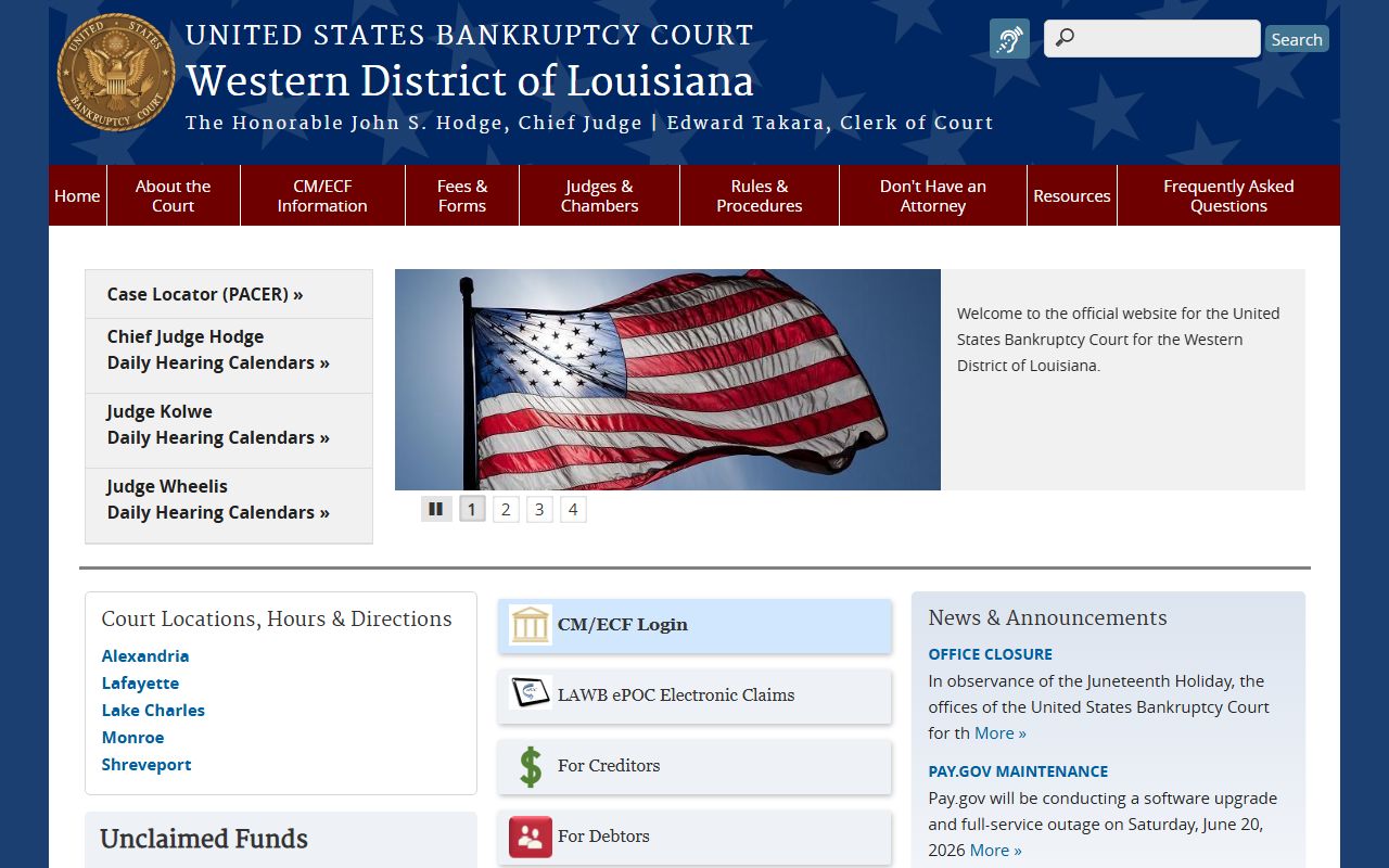 Catahoula Parish district court records federal bankruptcy court source