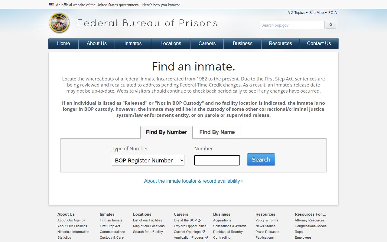 Catahoula Parish inmate records federal Bureau of Prisons locator