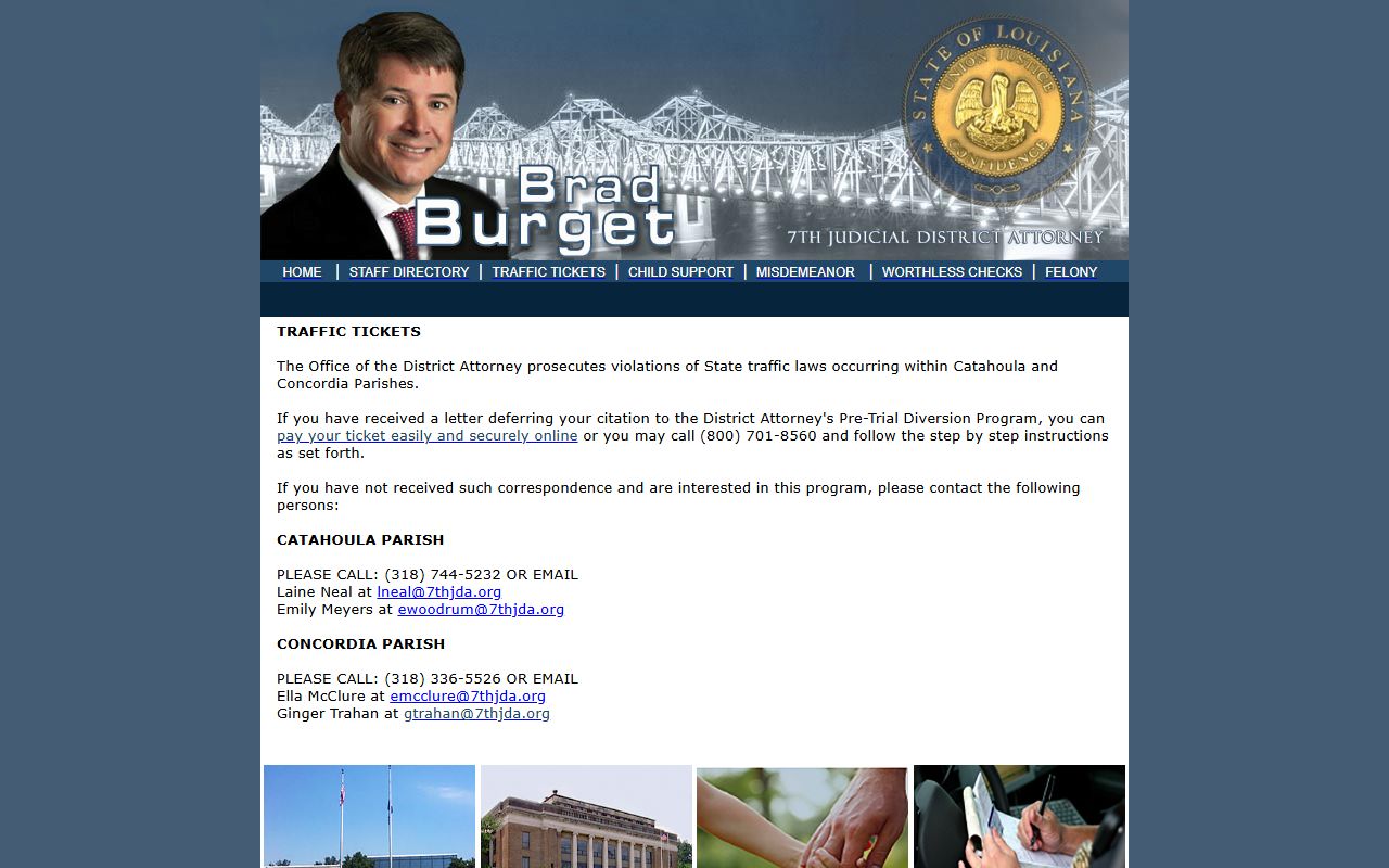 Catahoula Parish traffic court records District Attorney ticket page