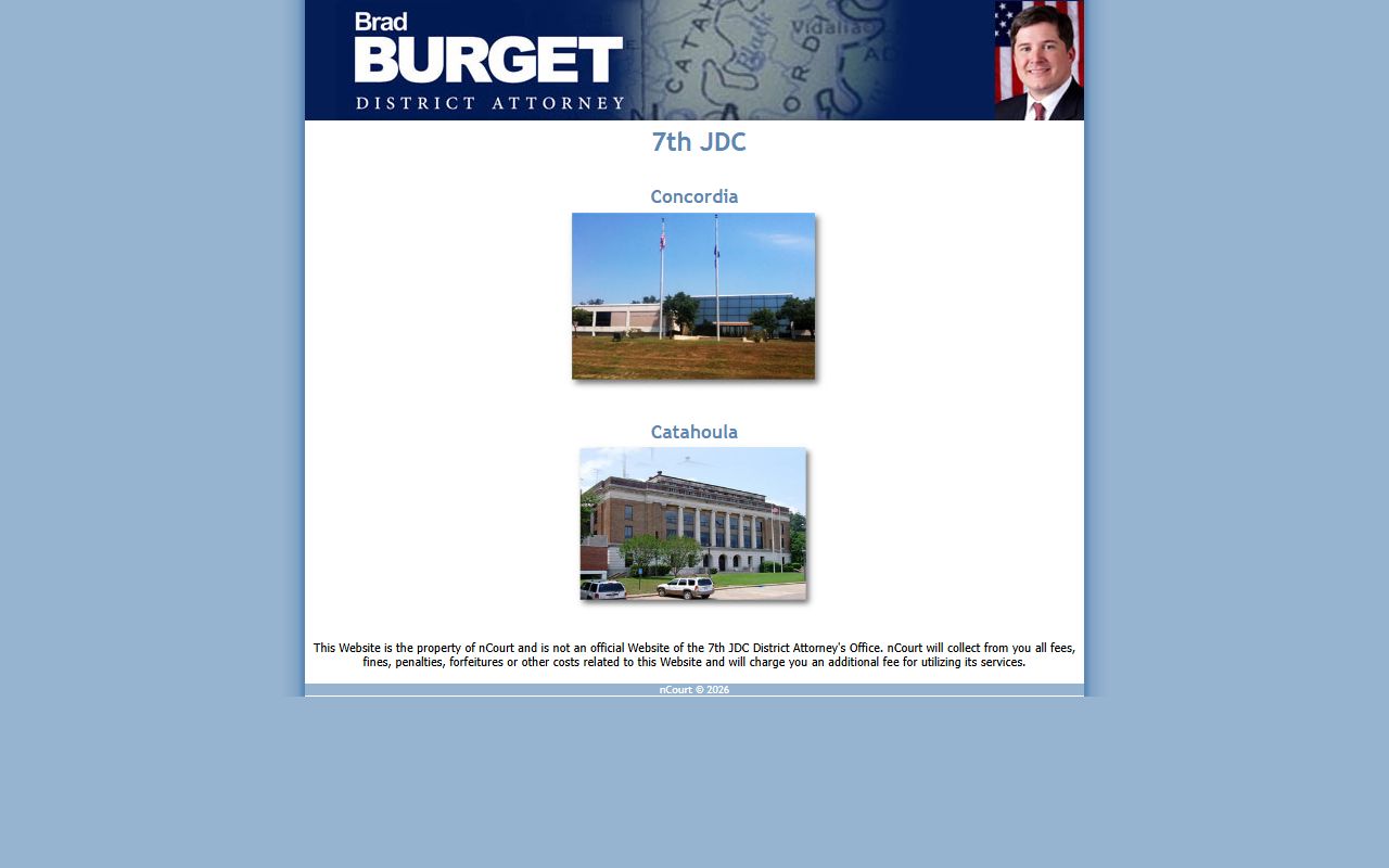 Catahoula Parish traffic court records nCourt Seventh Judicial District landing page
